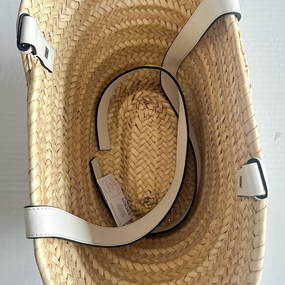 NWT Loewe Basket Bag in Palm Leaf and White Calfskin Size Medium - Picture 5 of 9